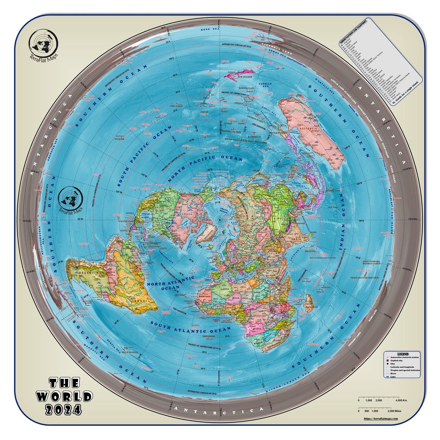 Flat earth map -Digital file